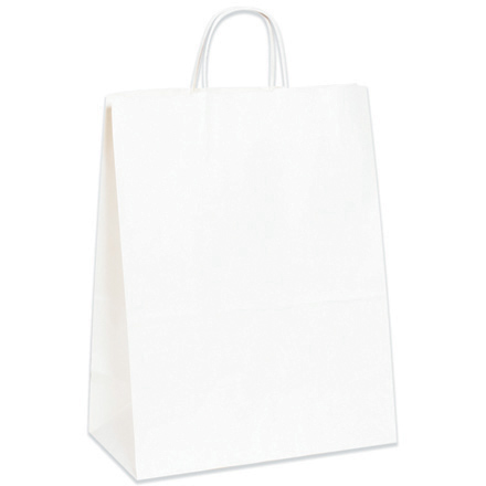 13 x 7 x 17" White Paper Shopping Bags