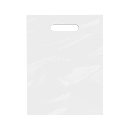 9 x 12" - 2 Mil White Merchandise Bags with die-cut handles