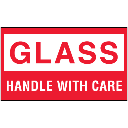 3 x 5" - "Glass - Handle With Care" Labels