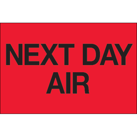2 x 3" - "Next Day Air" (Fluorescent Red) Labels