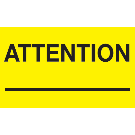 3 x 5" - "Attention ___" (Fluorescent Yellow) Labels
