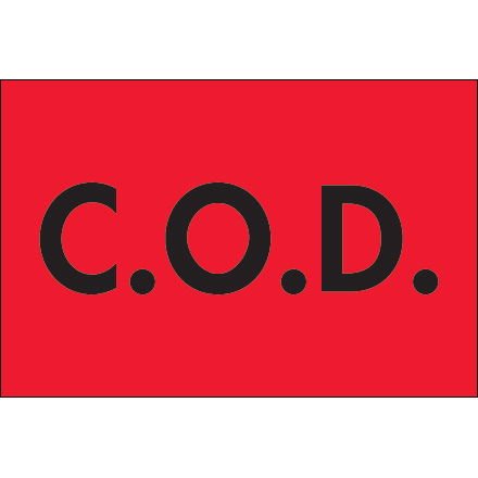 2 x 3" - "C.O.D." (Fluorescent Red) Labels
