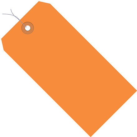 3 <span class='fraction'>3/4</span> x 1 <span class='fraction'>7/8</span>" Orange 13 Pt. Shipping Tags - Pre-Wired