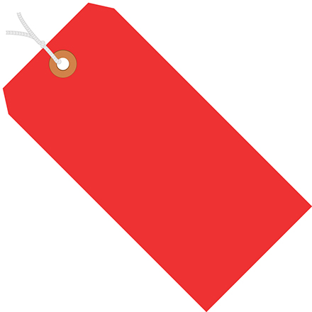 4 <span class='fraction'>1/4</span> x 2 <span class='fraction'>1/8</span>" Red 13 Pt. Shipping Tags - Pre-Strung