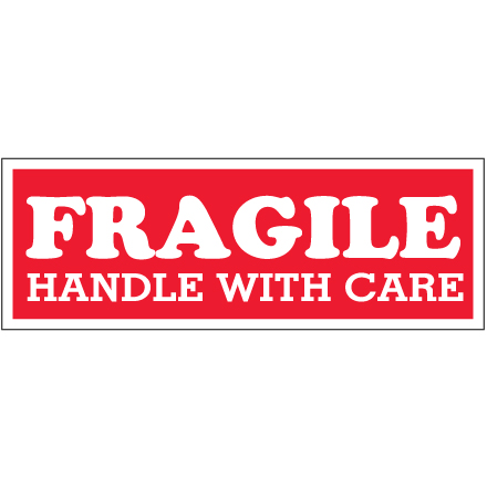 1 <span class='fraction'>1/2</span> x 4" - "Fragile  - Handle With Care" Labels