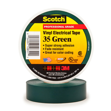 3/4" x 66' Green (10 Pack) Scotch<span class='rtm'>®</span> Vinyl Color Coding Electrical Tape 35