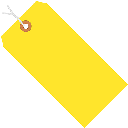 3 <span class='fraction'>3/4</span> x 1 <span class='fraction'>7/8</span>" Yellow 13 Pt. Shipping Tags - Pre-Strung