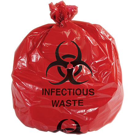 Infectious Waste Trash Liner - Red with "Infectious Waste" Print, 40 - 45 Gallon, 1.1 Mil.