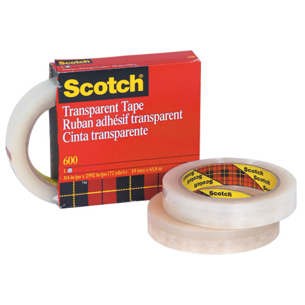 3/4" x 72 yds. (12 Pack) Scotch<span class='rtm'>®</span> Transparent Tape 600